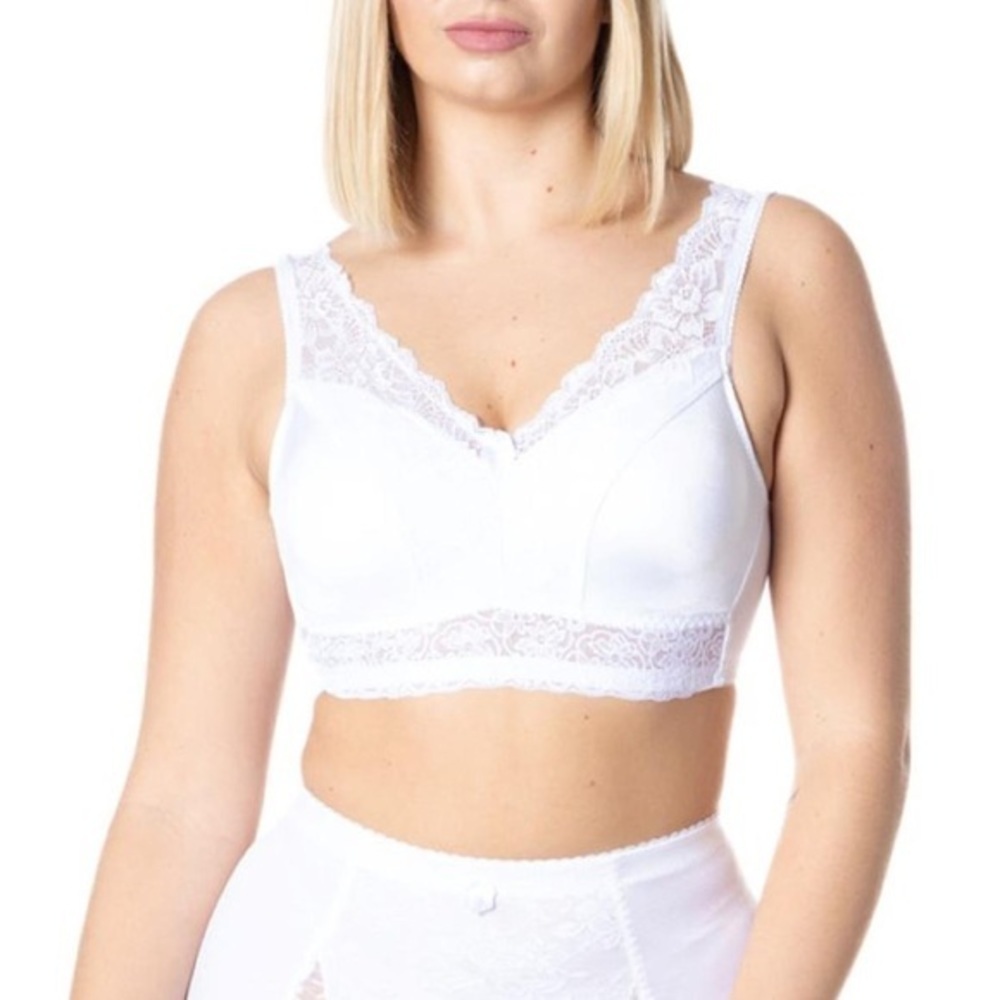 Rhonda Shear Pin-Up Lace Wireless Bra Size 2X Back Closure Full Coverage